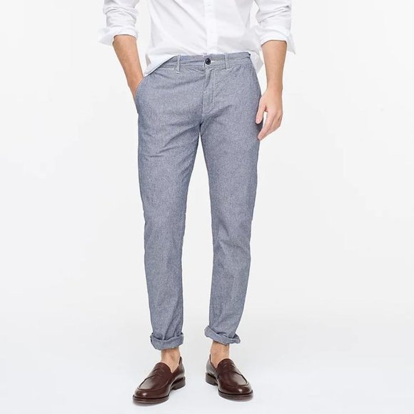 J. Crew Other - J. Crew Men's Light Gray 484 Slim-Fit Stretch Chambray Chino Pant Size 33X32